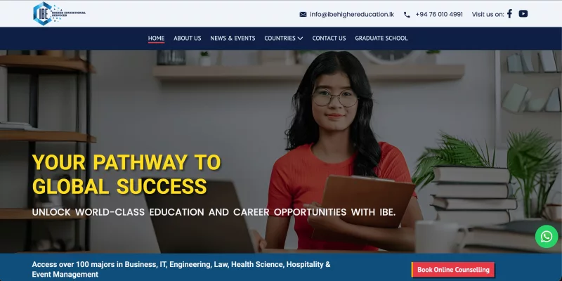 IBE Higher Education website homepage