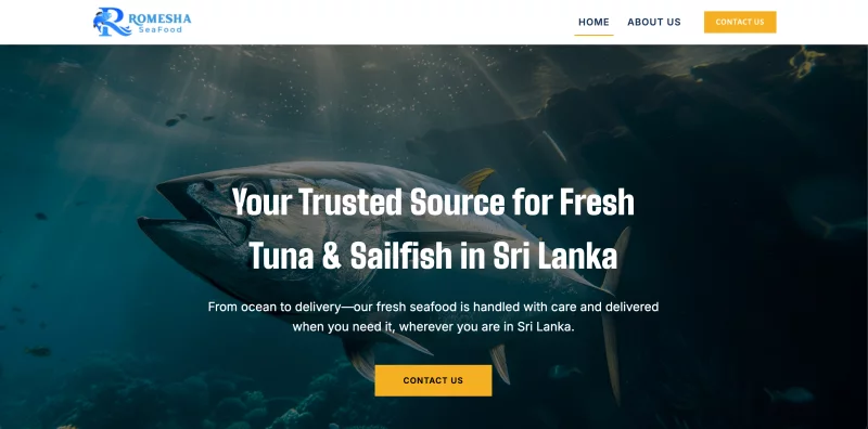 Romesha Sea Food website homepage