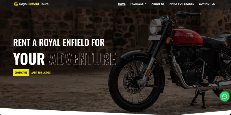 Sri Lanka Royal Enfield Tours website homepage